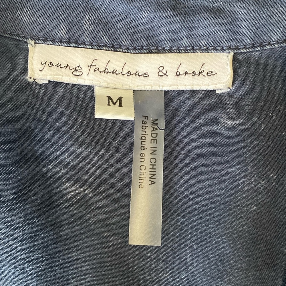 Young Fabulous and Broke CARLING RuchedJean Dress Acid Washed M - Picture 9 of 11